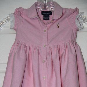 RALPH LAUREN Baby Girl Pink Peter Pan Collar Dress 18mo